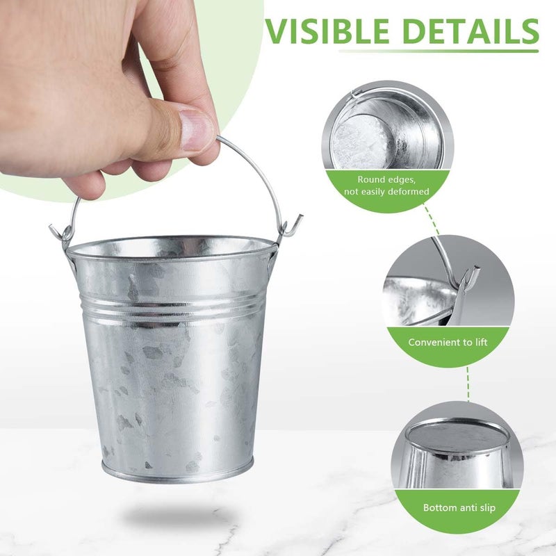 OBTANIM 8 Pack Galvanized Metal Buckets with Handle Ice Pails for Plants, Succulents, Party Favors Organizing, Rustic Home Decor or Classrooms Pencil Storage (4 x 2.8 inch) - Image 3